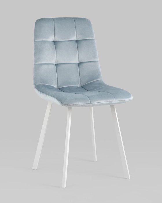 Стул Chilly серо-голубого цвета с белыми ножками - купить Обеденные стулья по цене 4990.0