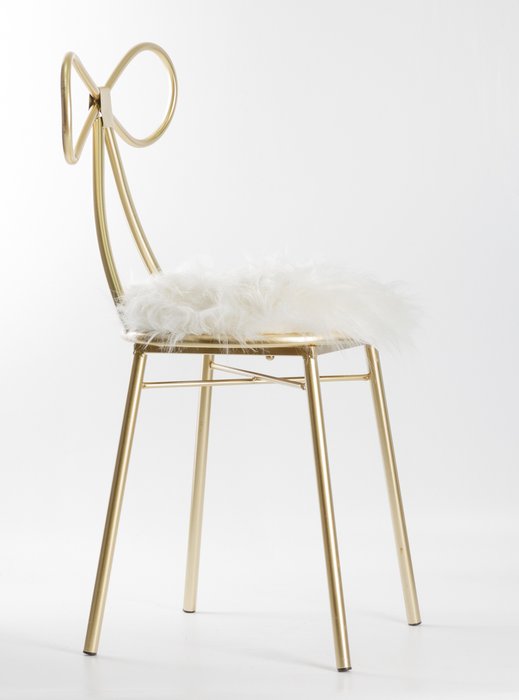 Стул золотого цвета с меховым сидением - купить Обеденные стулья по цене 11100.0