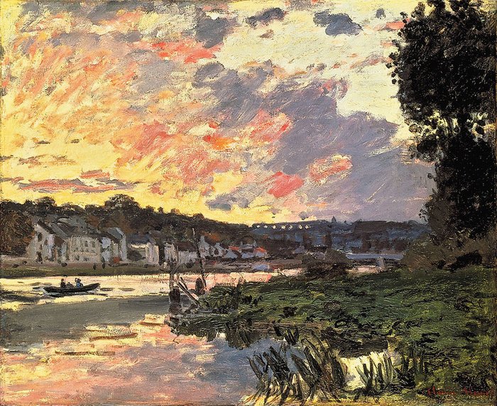 Репродукция картины на холсте The Seine at Bougival in the Evening 1870 г.