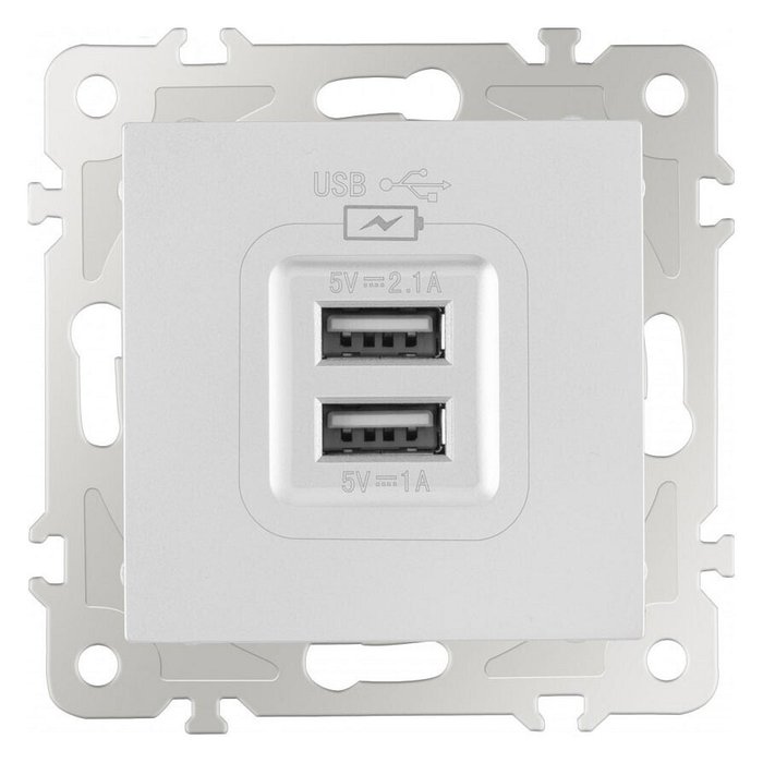 Розетка USB, без рамки 206.46-1.silver - купить Розетки по цене 1449.0