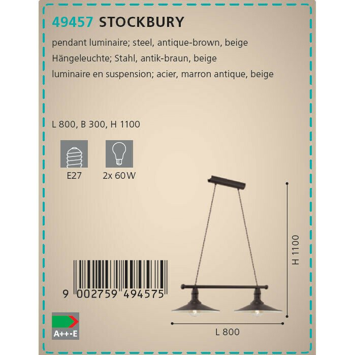 Подвесной светильник Eglo Stockbury 49457 - лучшие Подвесные светильники в INMYROOM