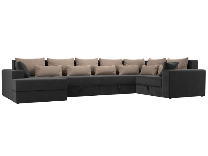 Угловой диван-кровать Мэдисон серо-бежевого цвета