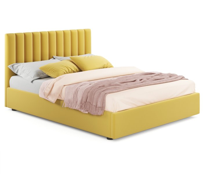 Кровать Olivia 140х200 желтого цвета с ортопедическим основанием