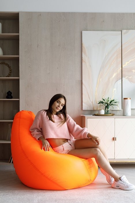 Кресло-мешок Груша XL оранжевого цвета - лучшие Бескаркасная мебель в INMYROOM