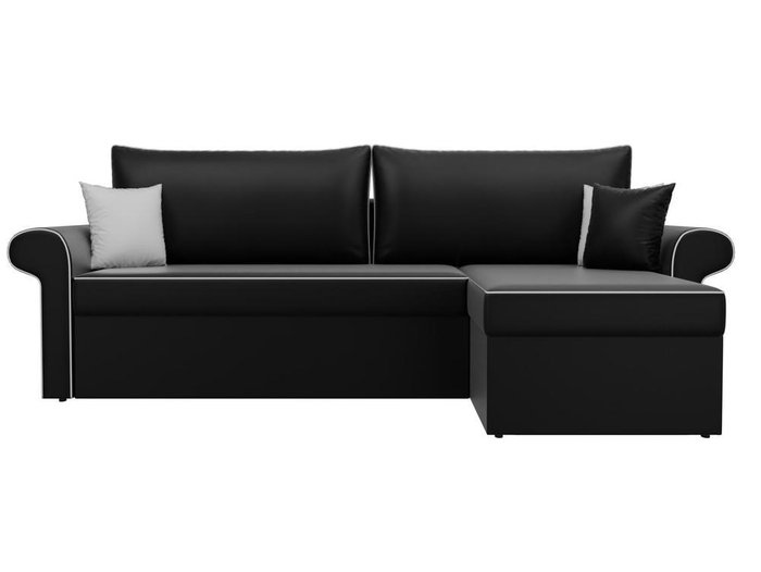 Угловой диван-кровать Милфорд черного цвета (экокожа) правый угол - купить Угловые диваны по цене 43990.0