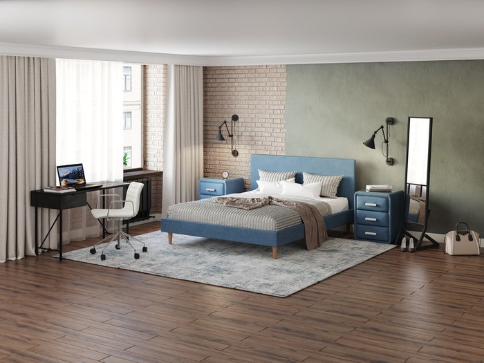 Кровать Claro 160х200 синего цвета - купить Кровати для спальни по цене 39960.0