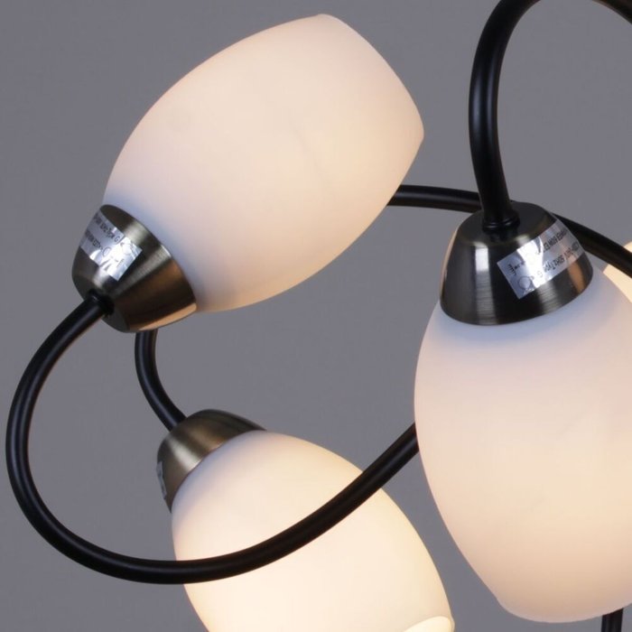 Люстра на штанге 01270-0.3-08B BK+AB (стекло, цвет белый) - лучшие Подвесные люстры в INMYROOM Люстра на штанге 01270-0.3-08B BK+AB (стекло, цвет белый) - лучшие Подвесные люстры в INMYROOM