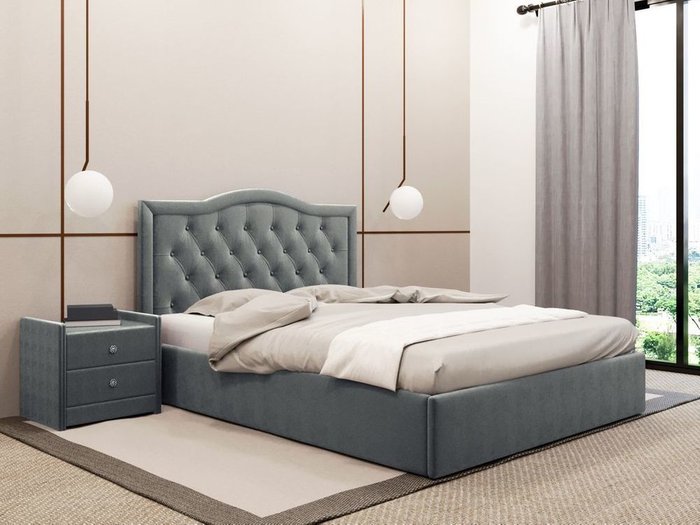 Кровать Герцогиня серого цвета 120х200 с подъемным механизмом