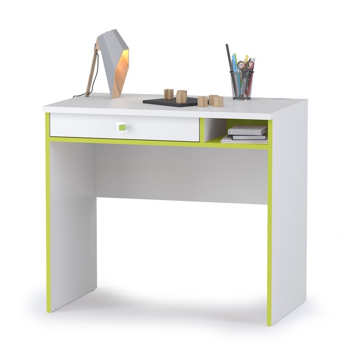 Письменный стол Альфа бело-зеленого цвета - купить Детские столы по цене 5393.0