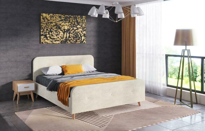Кровать с ортопедическим основанием Сиерра 160х200 светло-бежевого цвета - купить Кровати для спальни по цене 29580.0