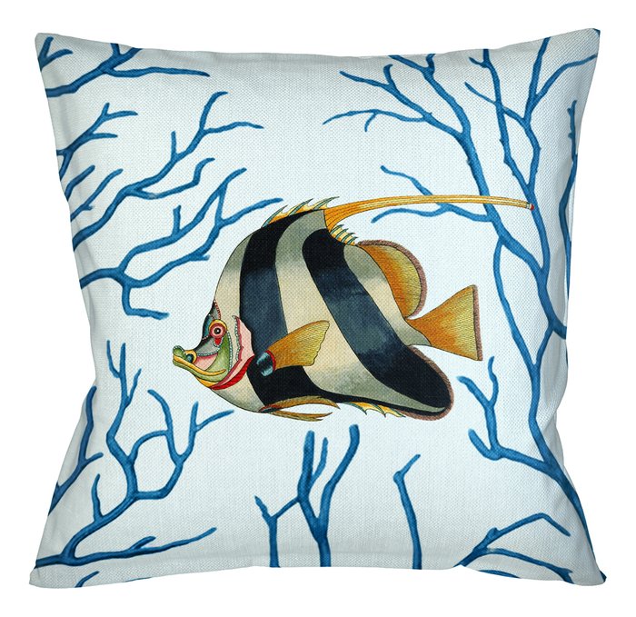 Декоративная подушка Фантастика подводного мира версия 7 сине-голубого цвета