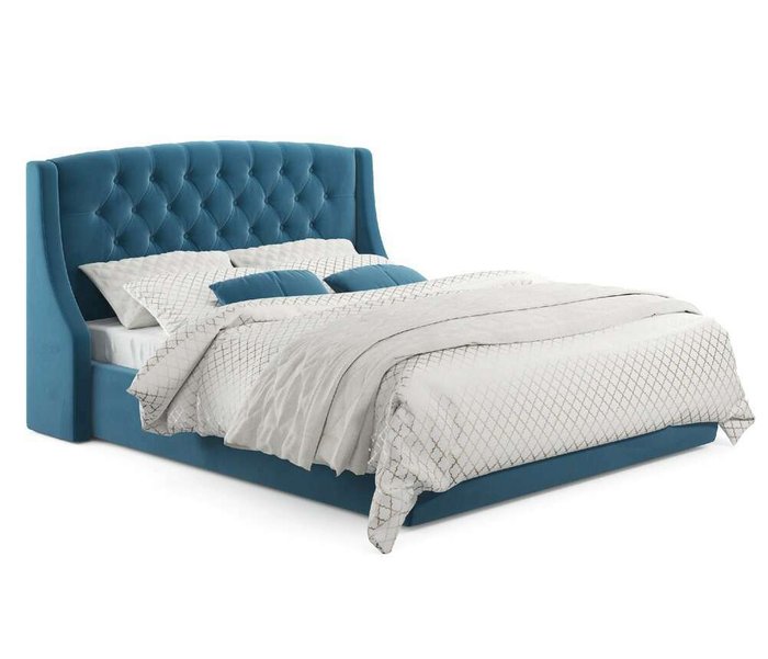 Кровать Stefani 140х200 с подъемным механизмом синего цвета