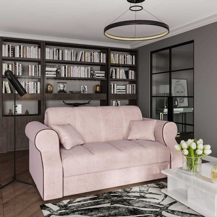 Диван-кровать Париж светло-розового цвета - купить Прямые диваны по цене 97898.0