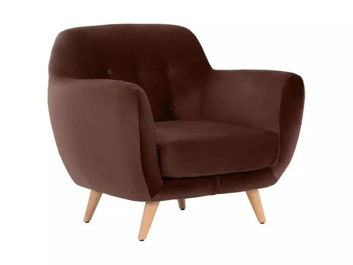 Кресло Loa в обивке из велюра темно-коричневого цвета