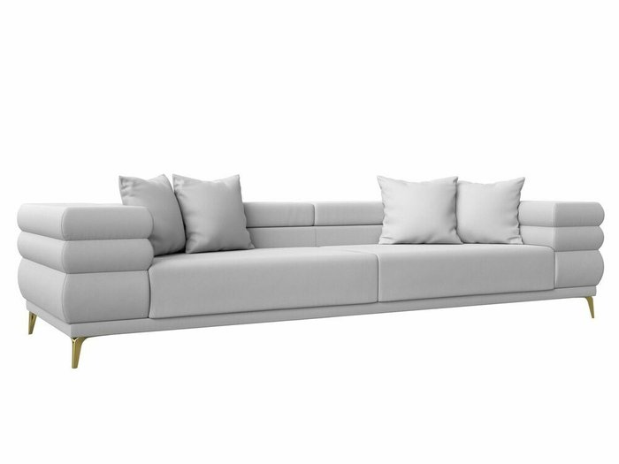 Прямой диван-кровать Лига 021 белого цвета (экокожа)