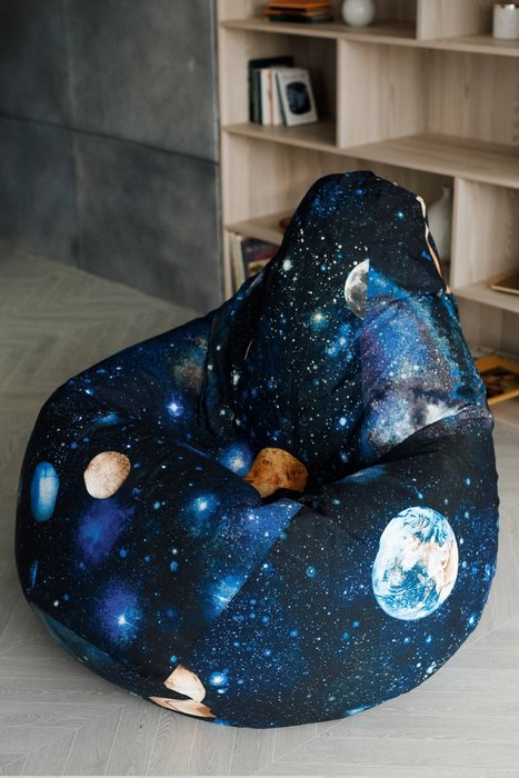 Кресло-мешок Груша L Космос черно-синего цвета - купить Бескаркасная мебель по цене 2999.0