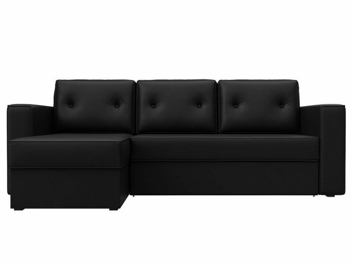 Угловой диван-кровать Принстон черного цвета левый угол (экокожа) - купить Угловые диваны по цене 48999.0