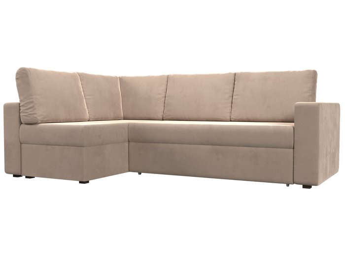 Угловой диван-кровать Оливер бежевого цвета левый угол