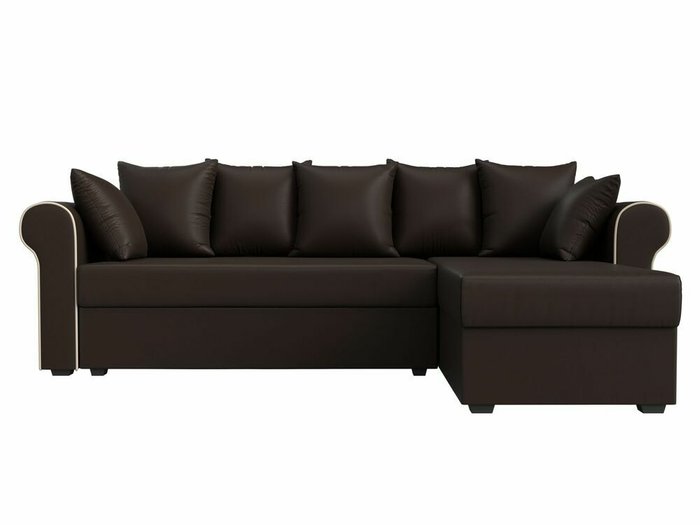 Угловой диван-кровать Рейн коричневого цвета (экокожа) правый угол - купить Угловые диваны по цене 33999.0