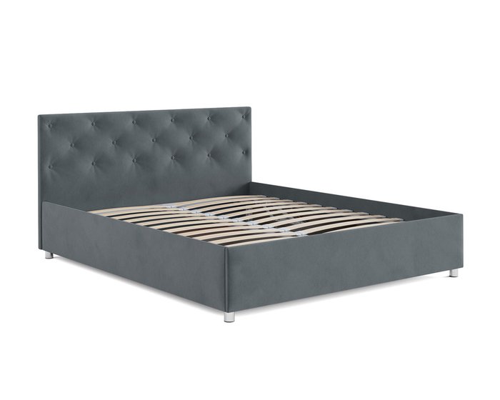 Кровать Классик 140х190 серо-синего цвета с подъемным механизмом (велюр) - лучшие Кровати для спальни в INMYROOM