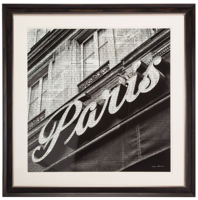 Постер с паспарту в раме "Newsprint Paris"