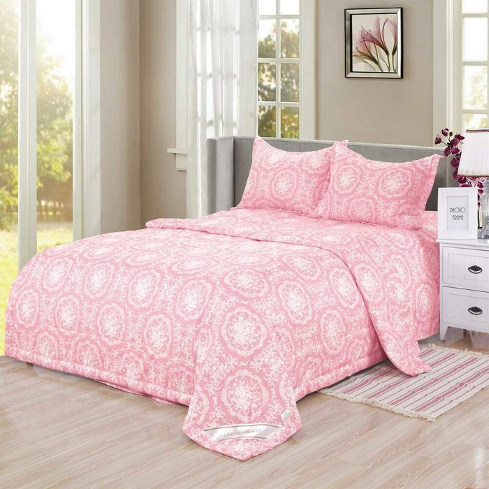 Комплект постельного белья Рамина 200х220 розового цвета