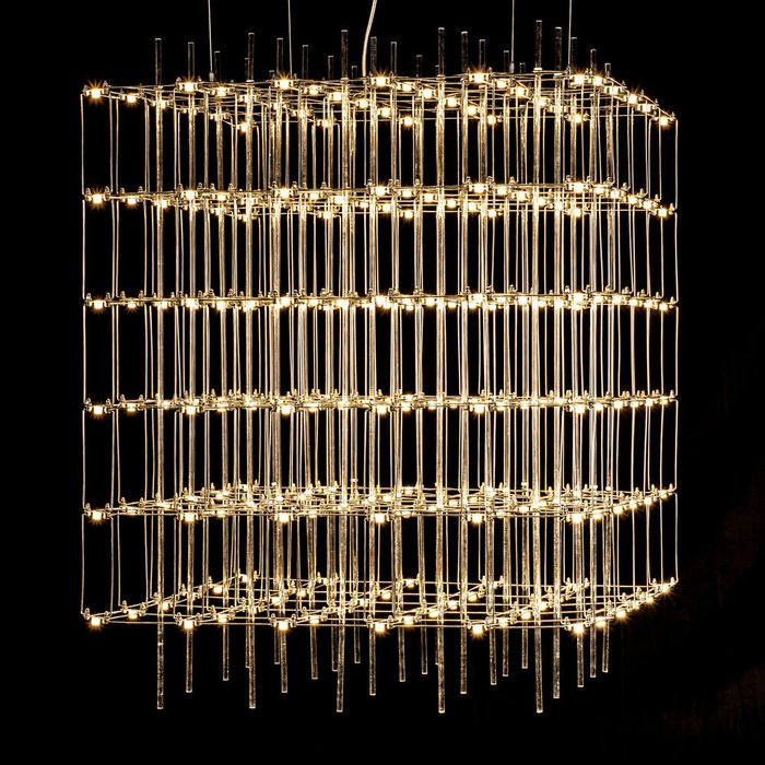 Люстра подвесная Cosmic Glass ячейка 15*15 см 75 x 100 x 75 хром - лучшие Подвесные люстры в INMYROOM