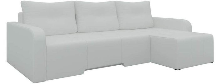 Угловой диван-кровать Манхеттен белого цвета (экокожа)