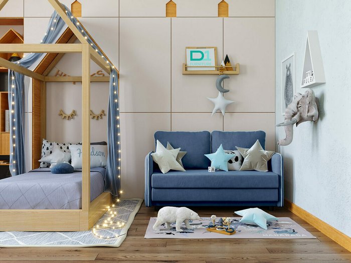 Диван-кровать Слим Kids Dream синего цвета - купить Прямые диваны по цене 21490.0