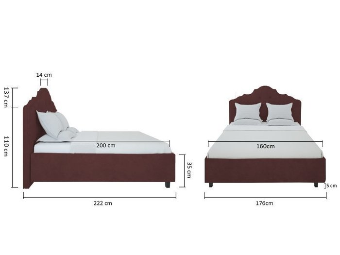 Кровать "Palace" Велюр коричневого цвета 160x200 - купить Кровати для спальни по цене 102000.0