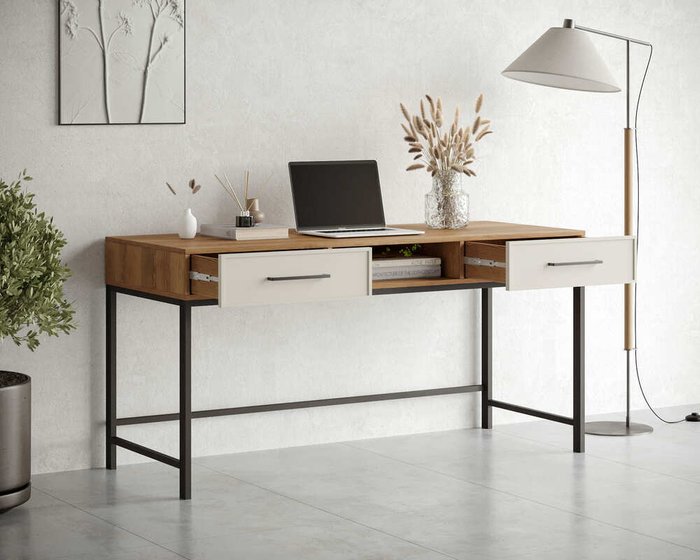 Письменный стол Nicole коричнево-белого цвета - купить Письменные столы по цене 27900.0