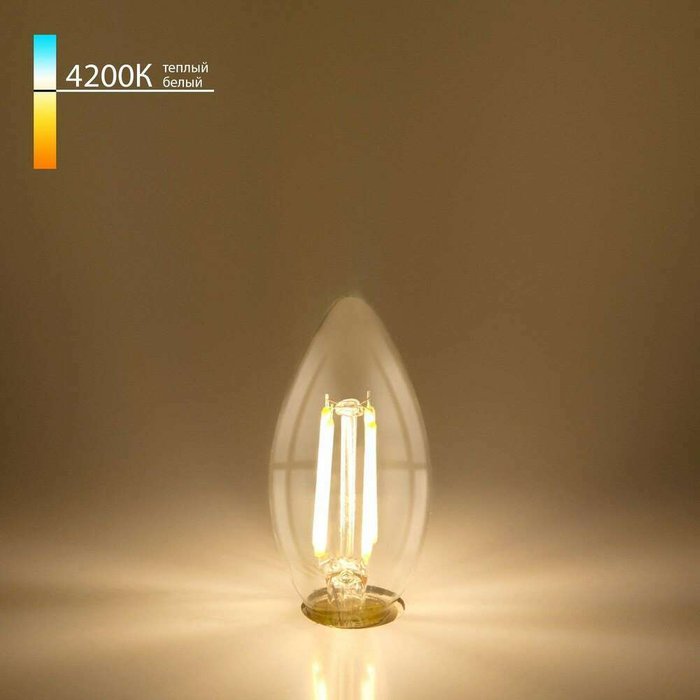 Филаментная светодиодная лампа "Свеча" C35 9W 4200K E14 (CW35 прозрачный) BLE1426 - купить Лампочки по цене 210.0