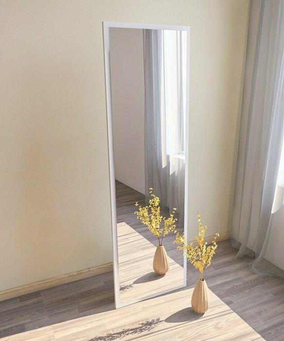 Настенное зеркало Decor 50х160 в раме белого цвета - купить Настенные зеркала по цене 34297.0