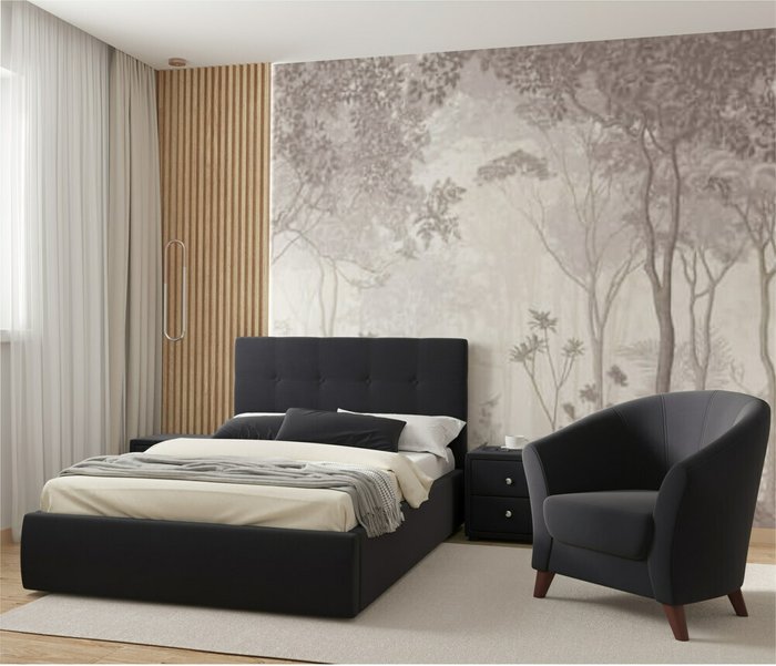 Кровать Selesta 120х200 с матрасом черного цвета - купить Кровати для спальни по цене 30000.0