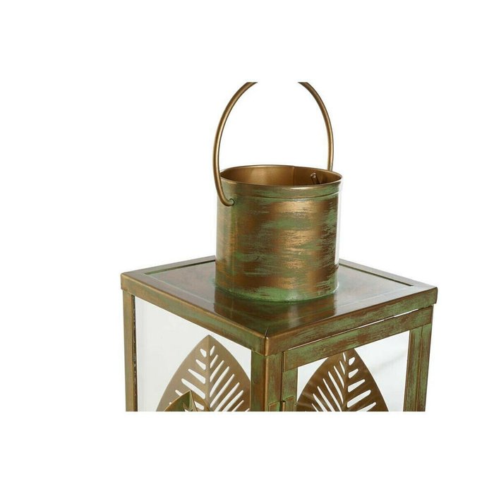 Фонарь DKD Home Decor Позолоченный Металл 16,5 x 16,5 x 50 cm Лист растения - лучшие Подсвечники в INMYROOM