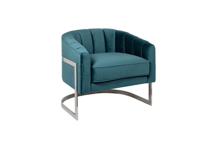 Кресло в обивке из велюра синего цвета - купить Интерьерные кресла по цене 48020.0