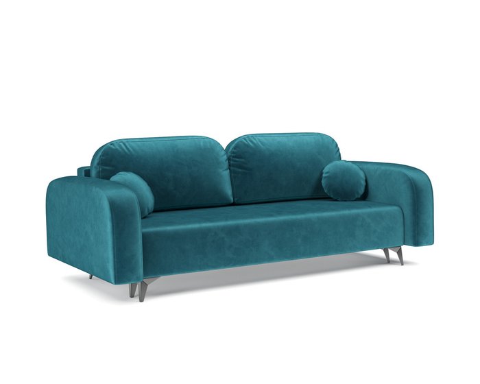 Прямой диван-кровать Цюрих сине-зеленого цвета - купить Прямые диваны по цене 42890.0