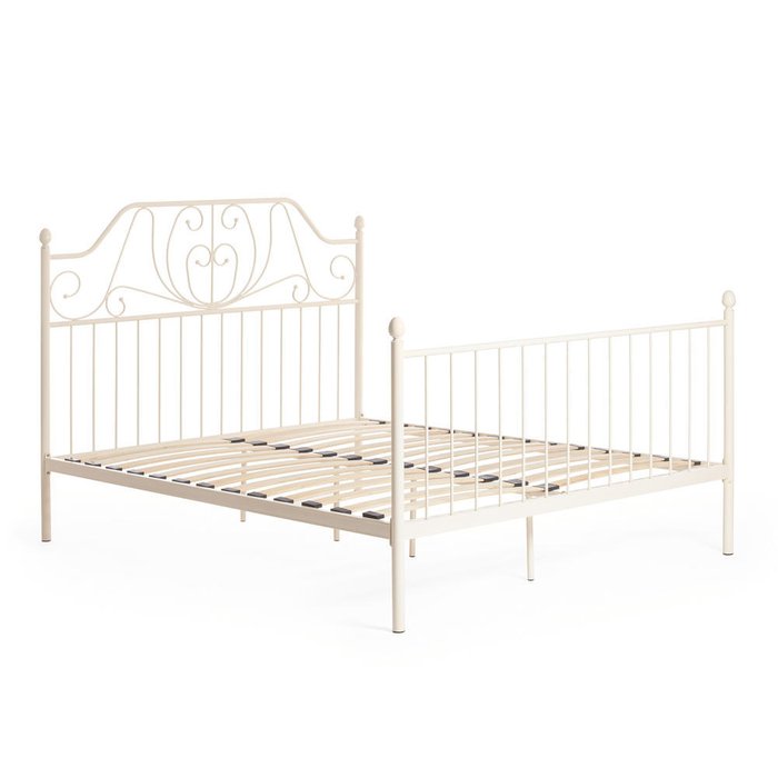 Кровать металлическая Wood slat base 160х200 бежевого цвета - купить Кровати для спальни по цене 17510.0