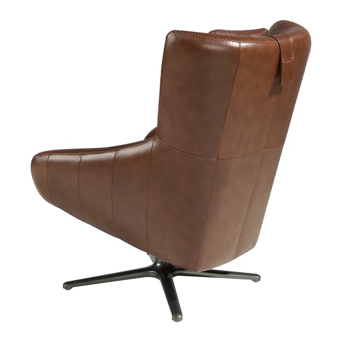 Вращающееся кресло из воловьей кожи коричневого цвета - лучшие Интерьерные кресла в INMYROOM