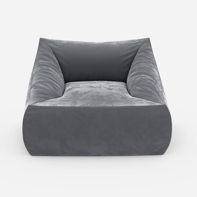 Кресло с подлокотниками Angle Velur Grey серого цвета - купить Бескаркасная мебель по цене 22900.0 Кресло с подлокотниками Angle Velur Grey серого цвета - купить Бескаркасная мебель по цене 22900.0