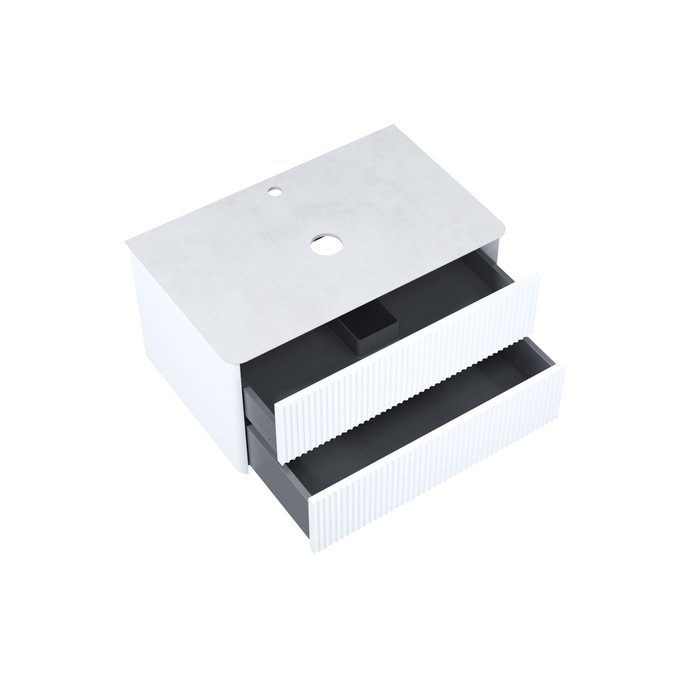 Тумба подвесная со столешницей Aiger 80 белого цвета - лучшие Тумбы под раковину в INMYROOM