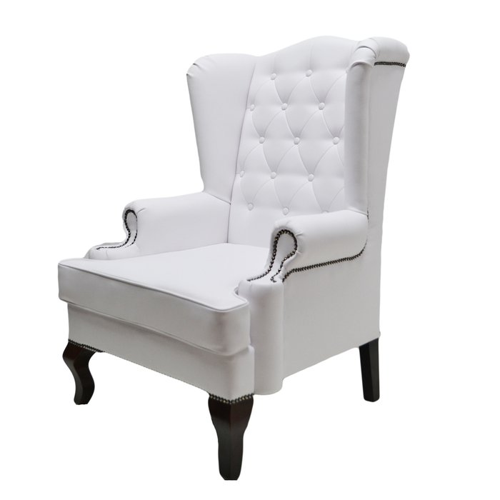 Каминное кресло с ушами из экокожи белого цвета - лучшие Интерьерные кресла в INMYROOM