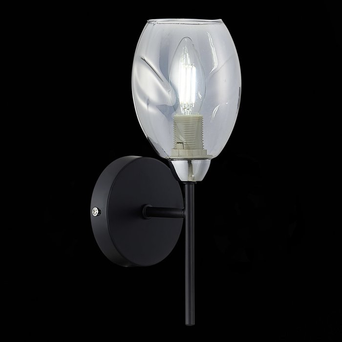 Бра Черный, Хром/Дымчатый E14 1*40W GLOA - лучшие Бра и настенные светильники в INMYROOM