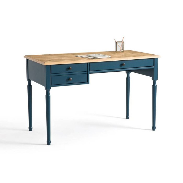 Стол письменный из массива сосны Authentic Style синего цвета