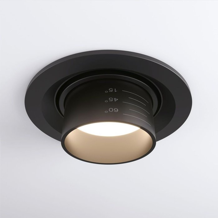 Встраиваемый светодиодный светильник с регулировкой угла освещения 9920 LED 15W 4200K черный Zoom - купить Встраиваемые споты по цене 3030.0