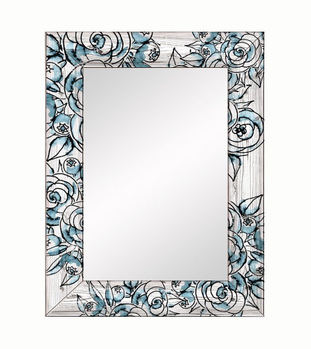 Настенное зеркало Флёр с голубым рисунком