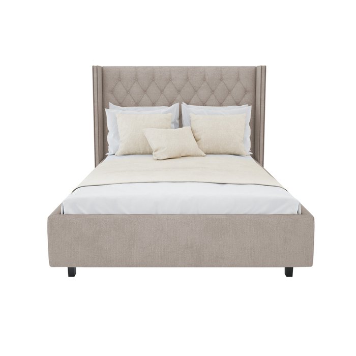 Кровать с декоративными гвоздиками Wing Велюр Серый 180x200 - лучшие Кровати для спальни в INMYROOM