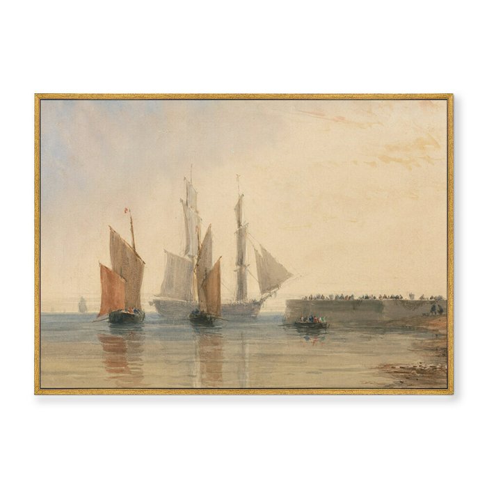 Репродукция картины на холсте Entrance to Calais Harbour, circa 1829г. - купить Картины по цене 21999.0