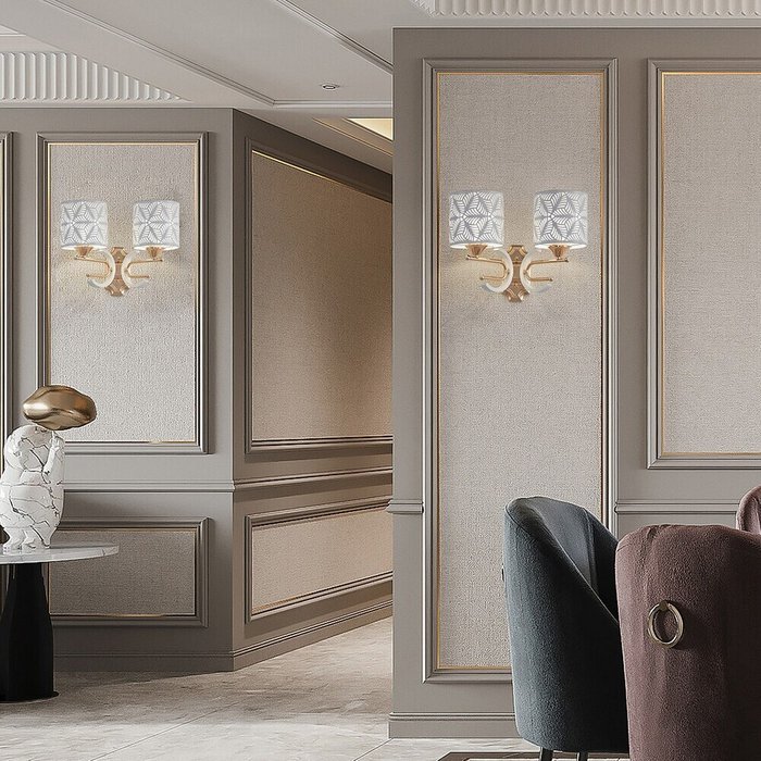 Бра Florentia-2097 302097/2W Wh/Gd - лучшие Подвесные светильники в INMYROOM Бра Florentia-2097 302097/2W Wh/Gd - лучшие Подвесные светильники в INMYROOM
