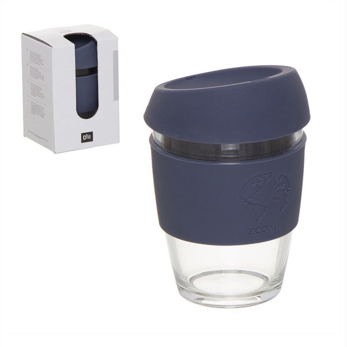 Стакан для кофе с силиконовой крышкой Eco Life 330мл синего цвета - купить Бокалы и стаканы по цене 1750.0